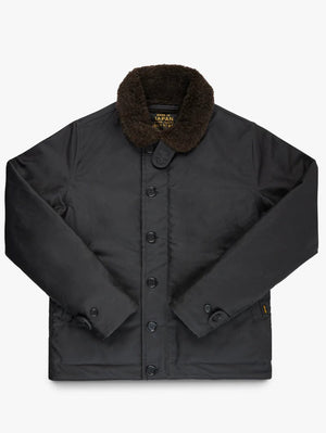 Iron Heart IHM-37-BLK Oiled Black Whipcord N1 Deck Jacket