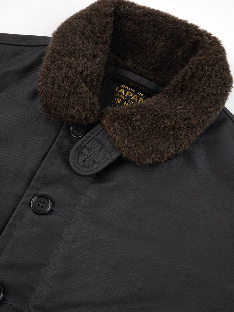 Iron Heart IHM-37-BLK Oiled Black Whipcord N1 Deck Jacket