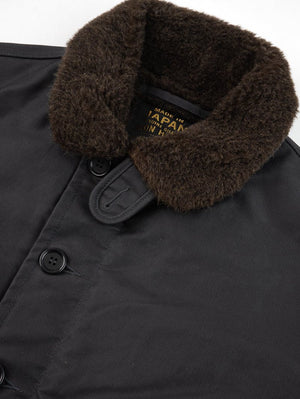 Iron Heart IHM-37-BLK Oiled Black Whipcord N1 Deck Jacket