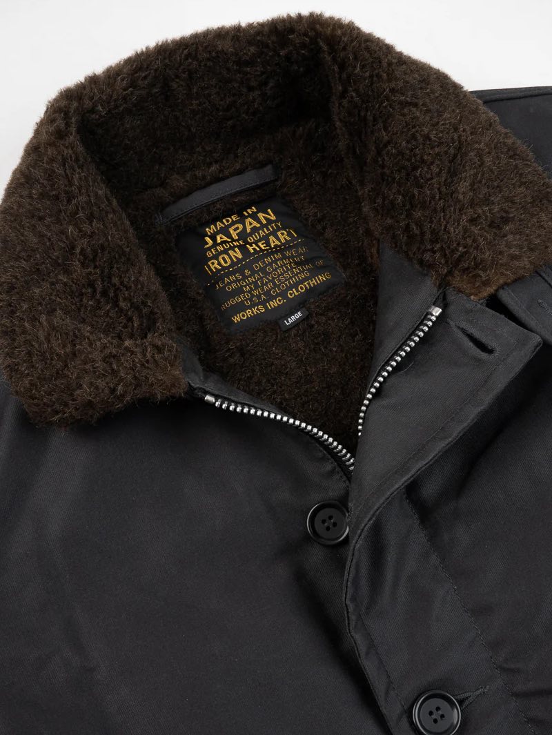 Iron Heart IHM-37-BLK Oiled Black Whipcord N1 Deck Jacket