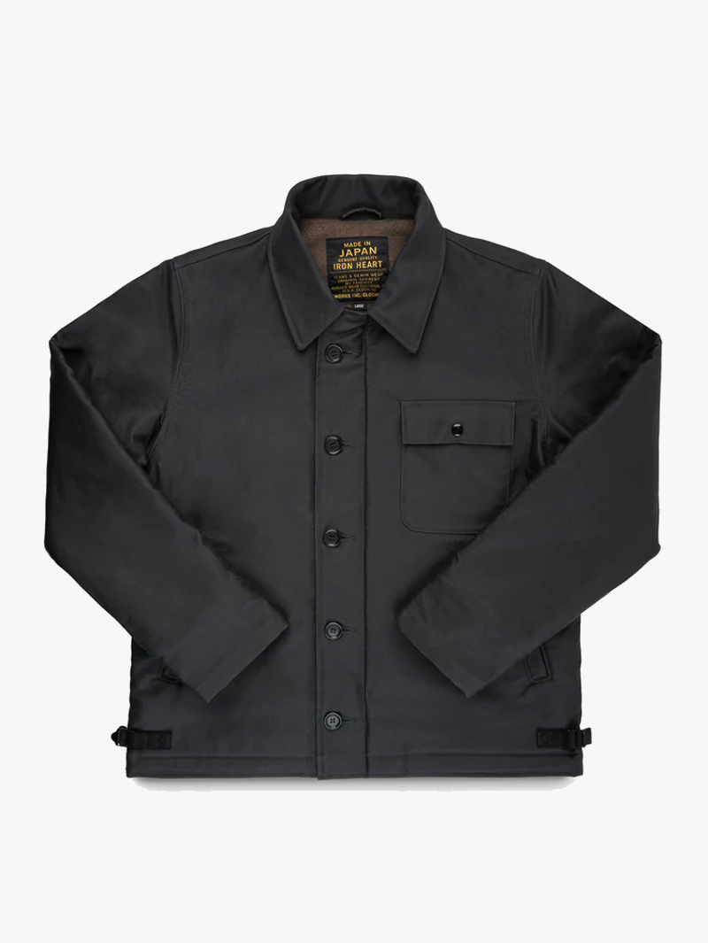 Iron Heart IHM-45-BLK Black Oiled Whipcord A2 Deck Jacket