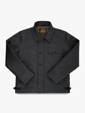 Iron Heart IHM-45-BLK Black Oiled Whipcord A2 Deck Jacket