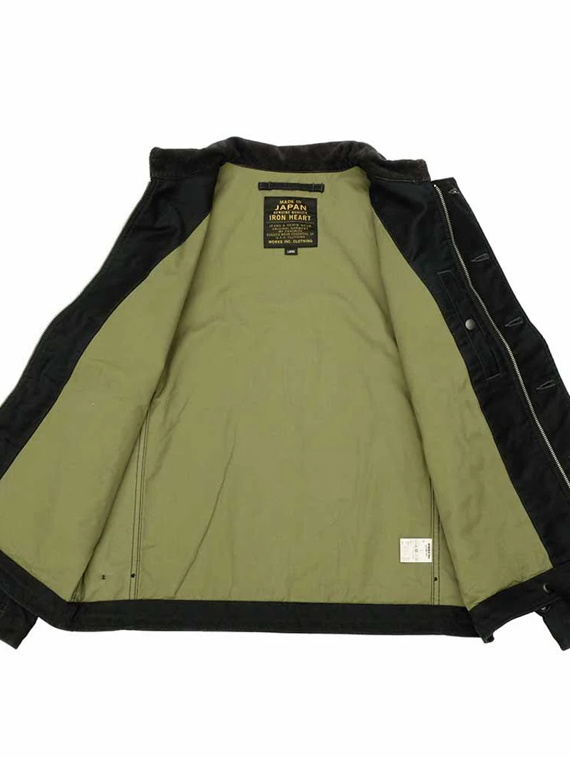 Iron Heart IHM-48-BLK 12oz Whipcord Lightweight N1 Deck Jacket - Black