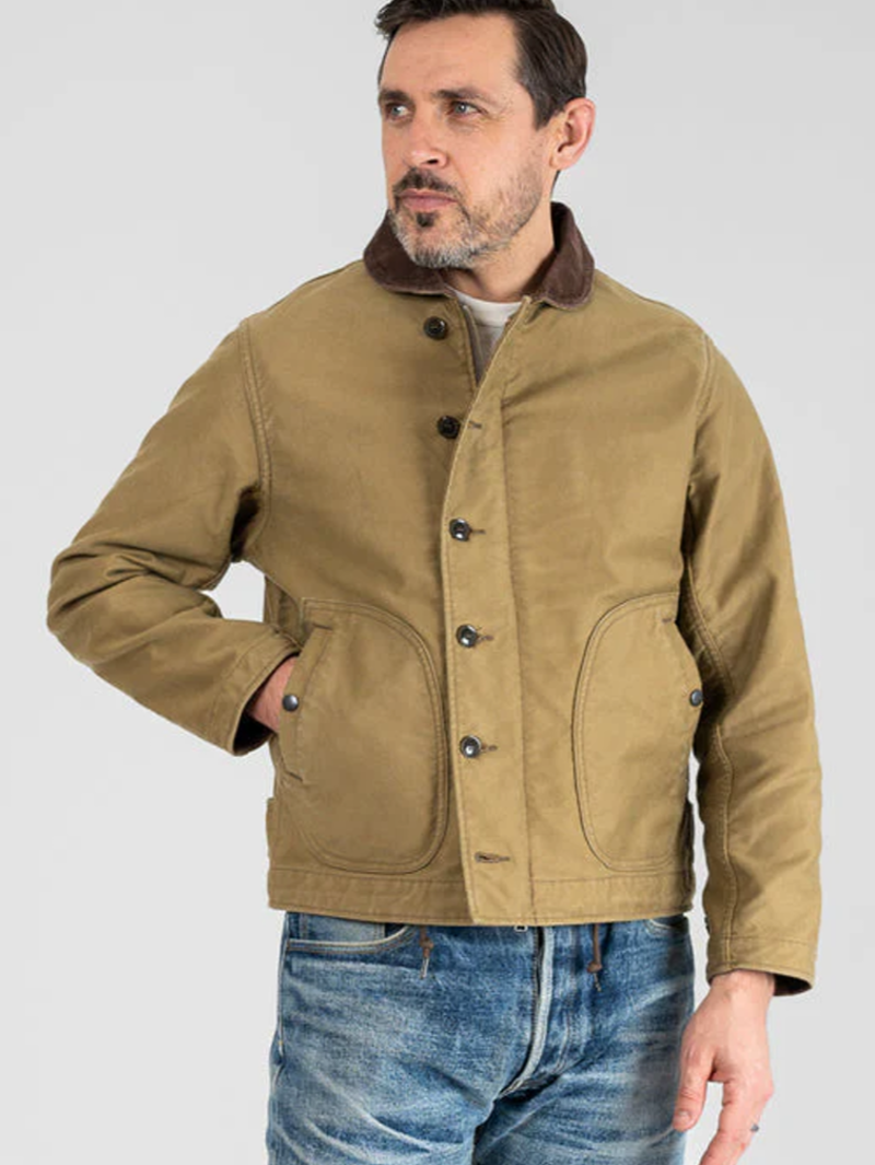Iron Heart IHM-48-KHA 12oz Whipcord Lightweight N1 Deck Jacket - Khaki