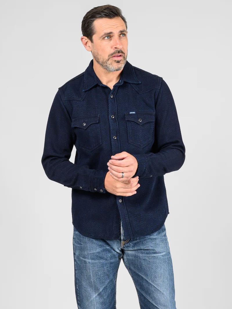 Iron Heart IHSH-208 Indigo Kersey Western Shirt
