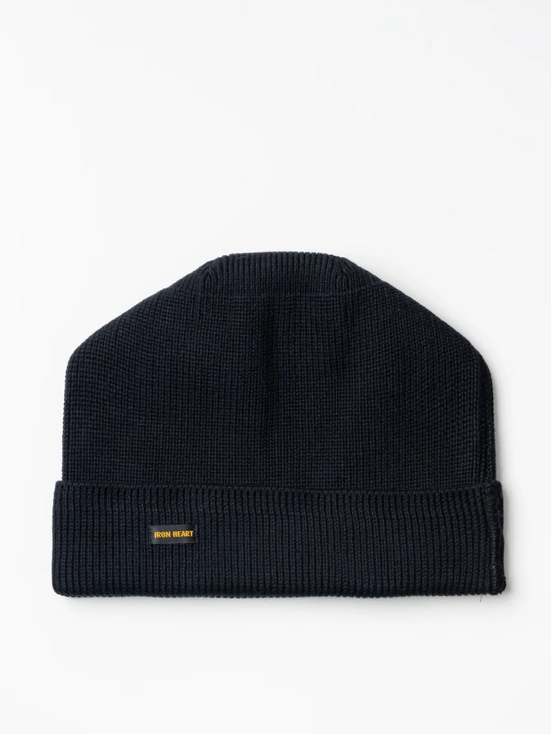 Iron Heart Black Denim 100% Cotton Ribbed Beanie
