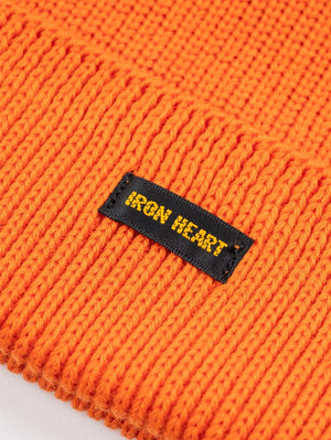 Iron Heart Orange Denim 100% Cotton Ribbed Beanie