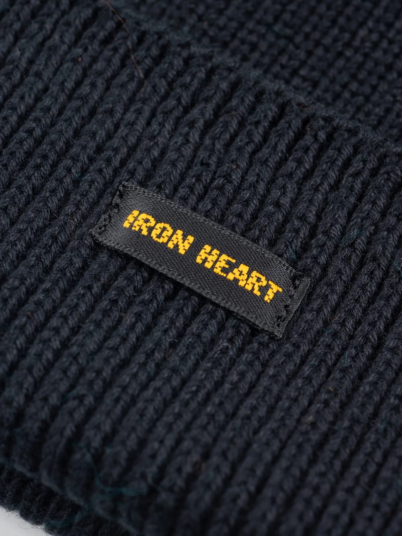 Iron Heart Black Denim 100% Cotton Ribbed Beanie