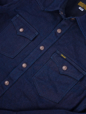 Iron Heart Denim IHSH-409-IB Indigo Black 19oz Selvedge Denim CPO Shirt