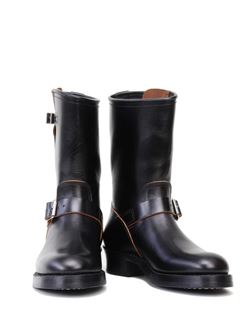 John Lofgren Black Wabash Engineer Boots Shinki Hikaku Horsebutt Leather