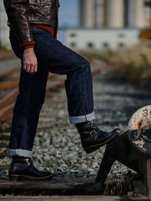 John Lofgren Black Wabash Engineer Boots in Horween CXL