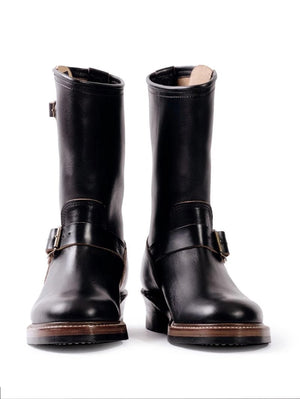 John Lofgren Black Wabash Engineer Boots in Horween CXL