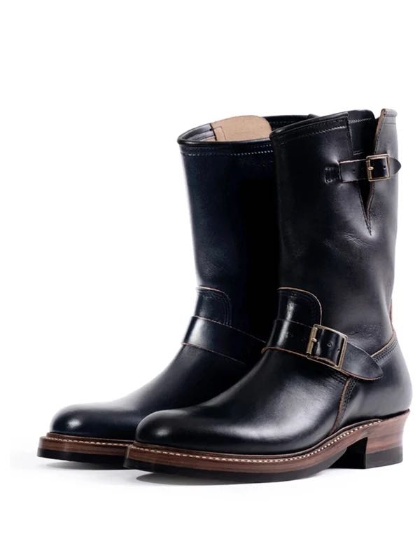 John Lofgren Black Wabash Engineer Boots in Horween CXL