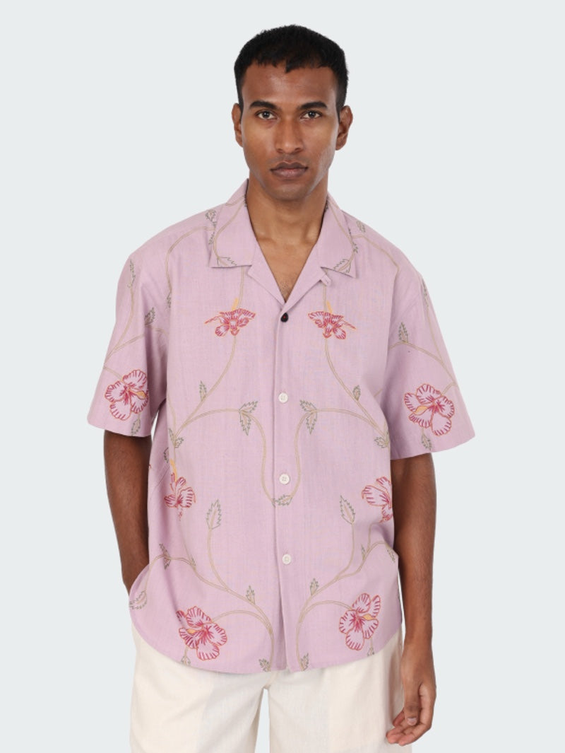 Kardo Ronen Lavender Natural Dyed Emb Shirt