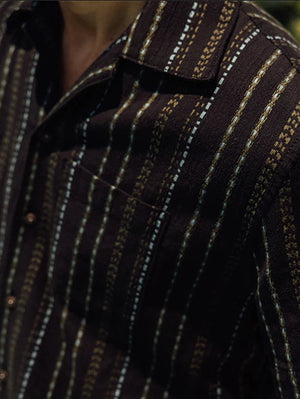 Kato by Hiroshi Kato Black The Wrench Dobby Stripe Shirt