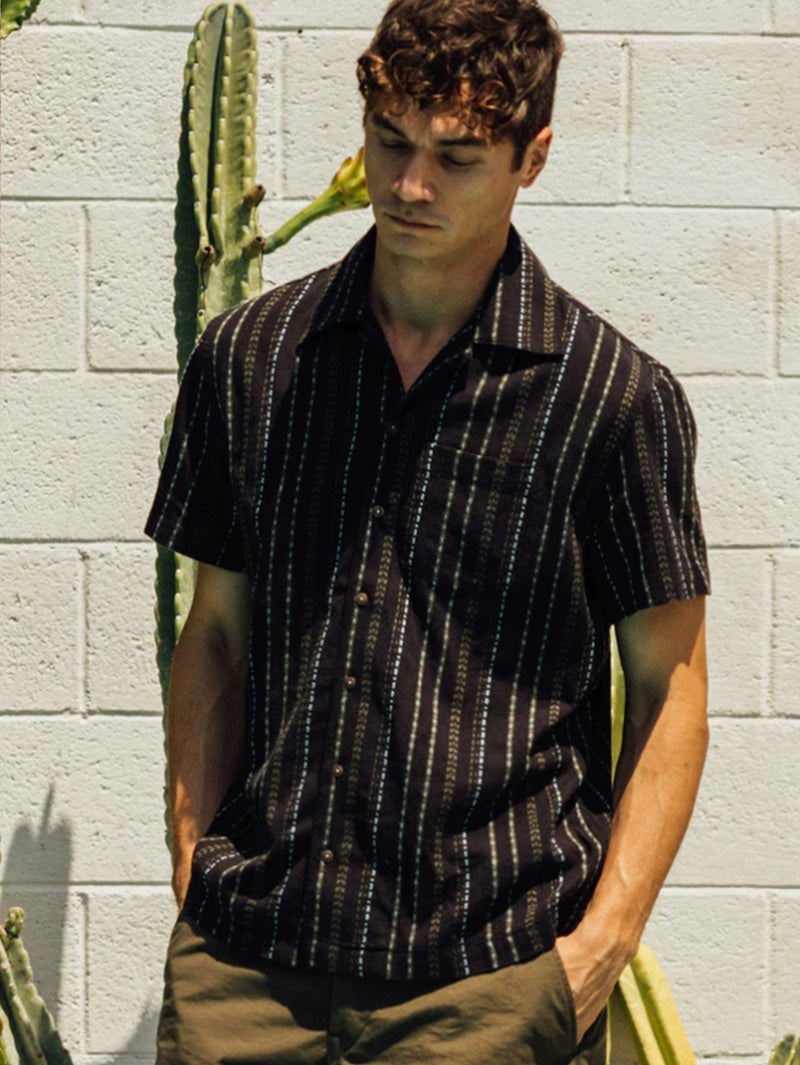 Kato by Hiroshi Kato Black The Wrench Dobby Stripe Shirt