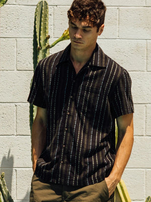 Kato by Hiroshi Kato Black The Wrench Dobby Stripe Shirt