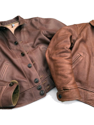 Mister Freedom Campus "Stud" Jacket "Bison" Brown Veg-Tan Leather