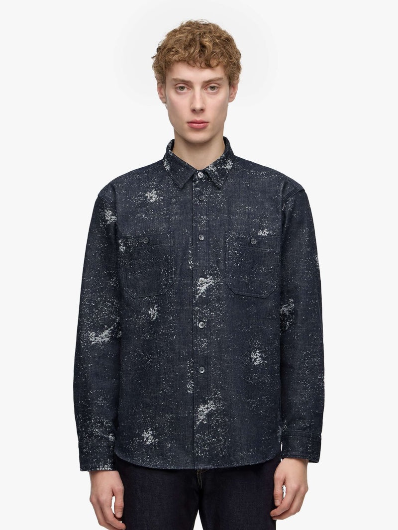 Momotaro MMLS6008 Indigo JAGUARD L/S SHIRT