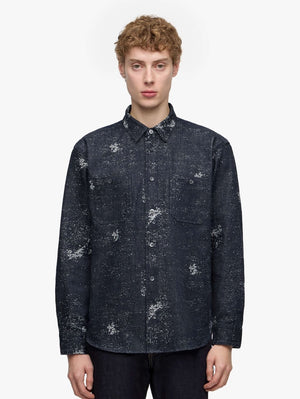 Momotaro MMLS6008 Indigo JAGUARD L/S SHIRT