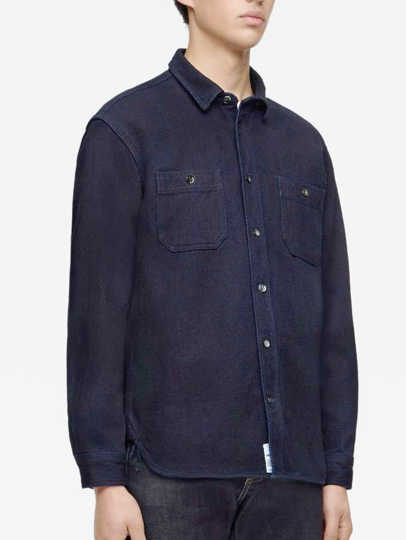 Momotaro MXLS1036 Triple Stitch Dobby Shirt Indigo