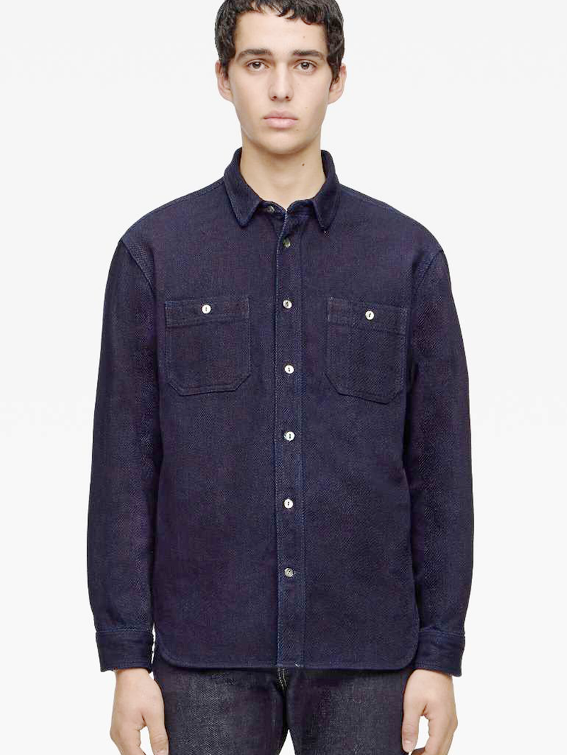 Momotaro MXLS1036 Triple Stitch Dobby Shirt Indigo