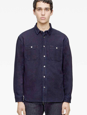 Momotaro MXLS1036 Triple Stitch Dobby Shirt Indigo