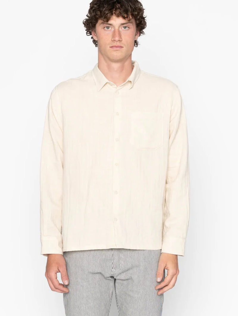 Naked & Famous Denim Bone Double Weave Slub Gauze Shirt