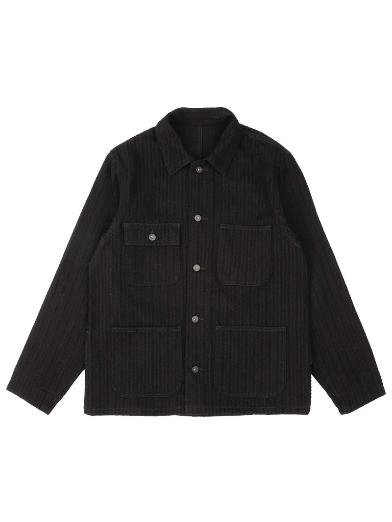 Naked & Famous Denim Chore Coat Black Sugiaya