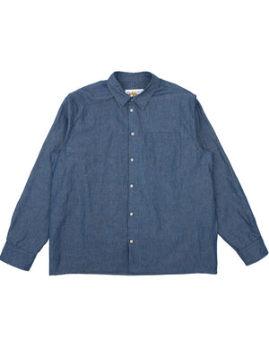 Naked & Famous Denim Indigo True Shirt - Linen Blend Denim