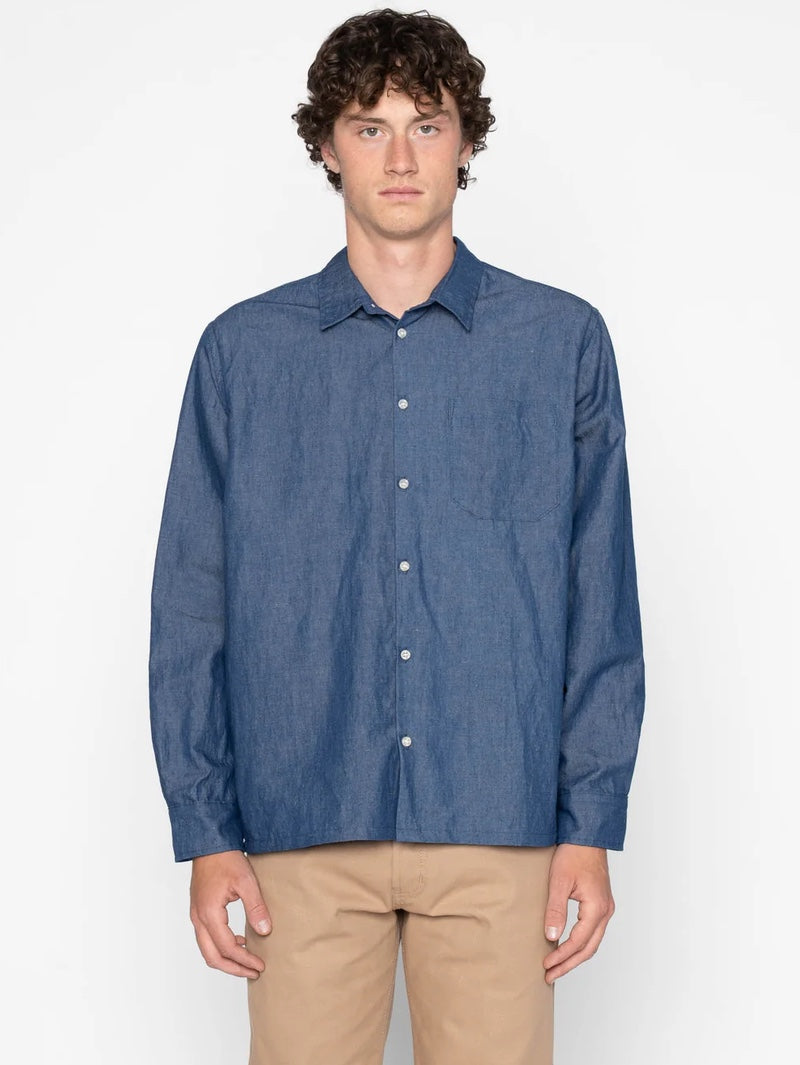 Naked & Famous Denim Indigo True Shirt - Linen Blend Denim