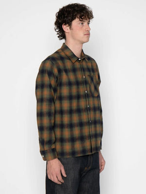 Naked & Famous Denim Moss Green True Shirt Shaggy Flannel