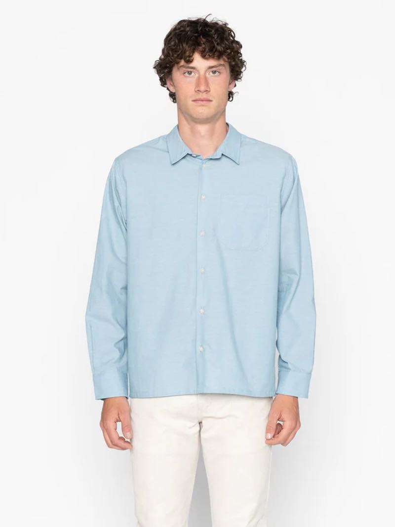 Naked & Famous Denim Pale Blue True Shirt Selvedge Chambray Shirt