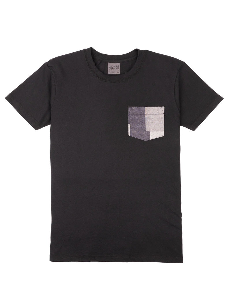 Naked & Famous Denim Pocket Tee Black Indigo Jacquard