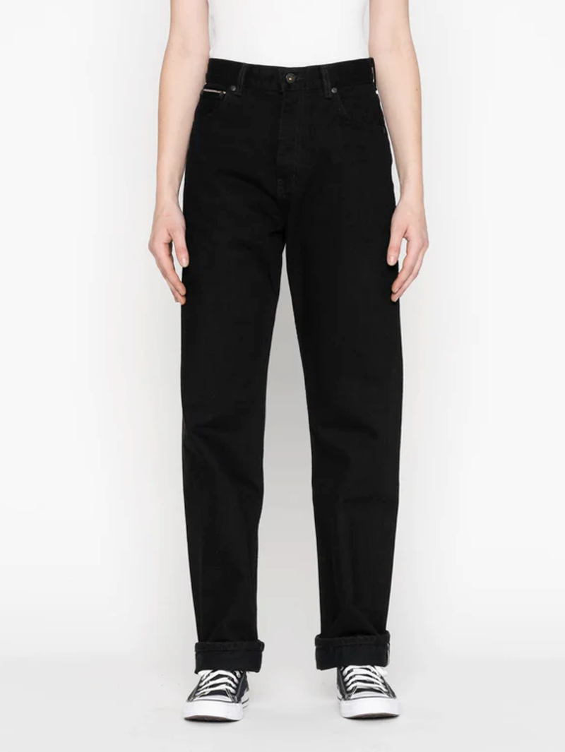 Naked & Famous Denim True Girl Solid Black Selvedge Washed - Black