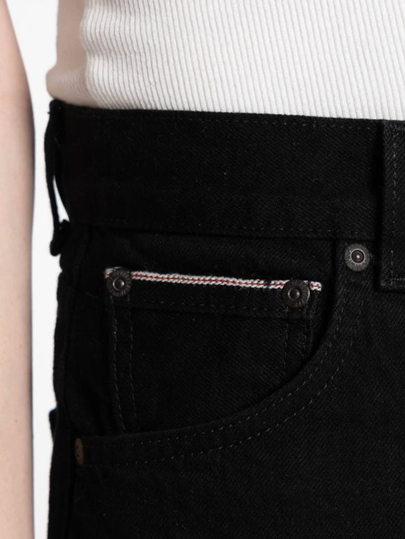 Naked & Famous Denim True Girl Solid Black Selvedge Washed - Black