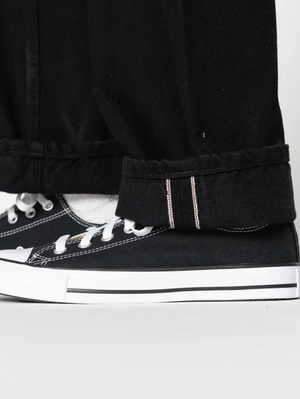 Naked & Famous Denim True Girl Solid Black Selvedge Washed - Black