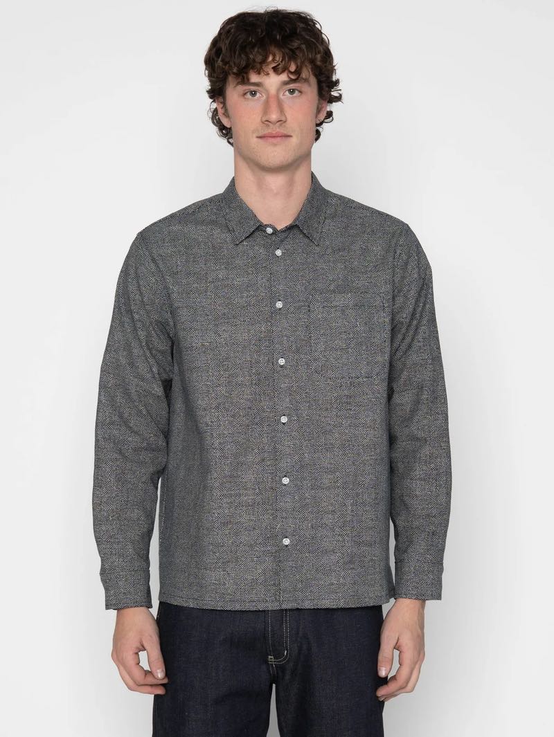 Naked & Famous Denim True Shirt - Dotted Waves - Indigo