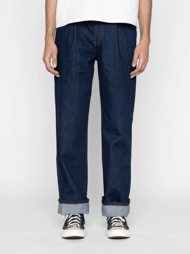 Naked & Famous Pleated Trouser - Vertical Slub Denim