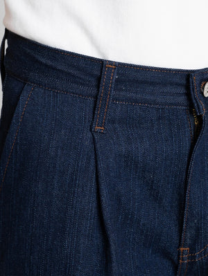 Naked & Famous Pleated Trouser - Vertical Slub Denim