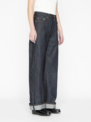 Naked & Famous Strong Girl Dia De Los Muertos Bat Selvedge Indigo