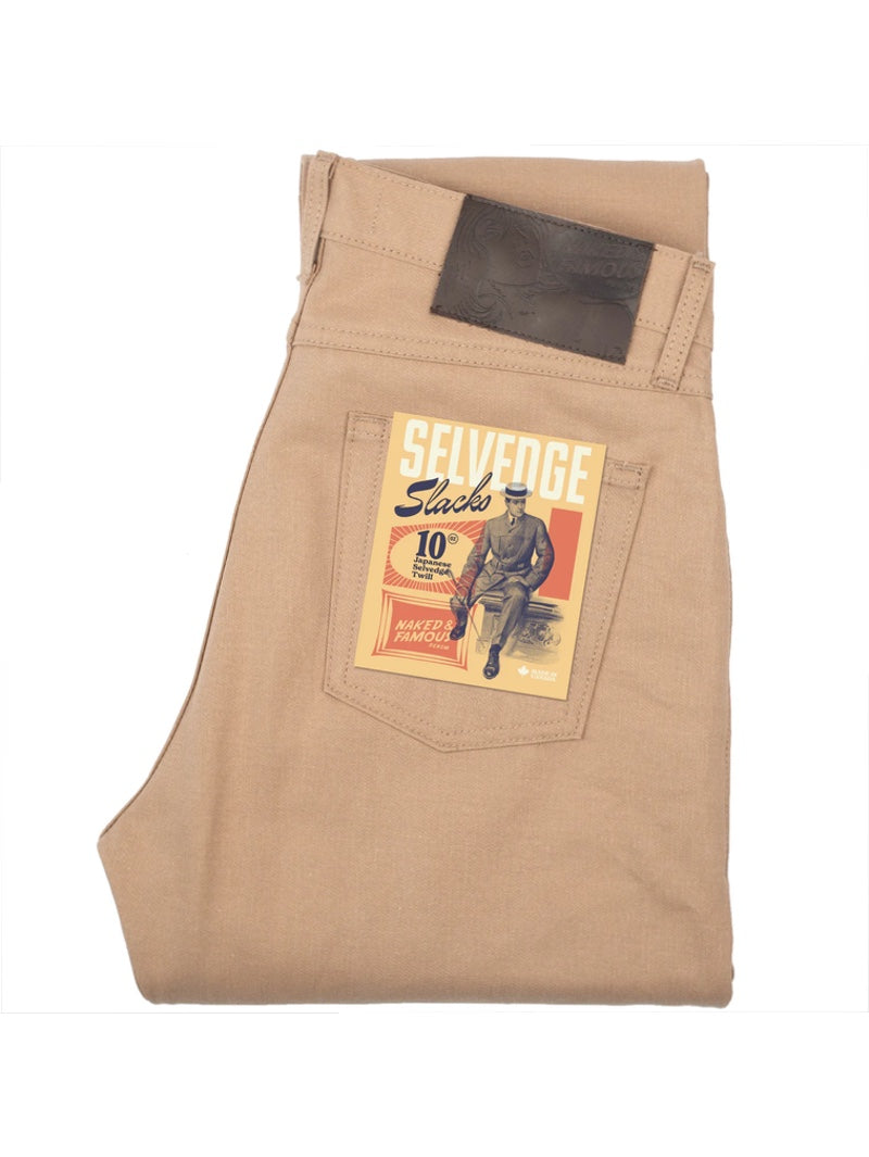 Naked & Famous True Guy Beige Selvedge Slacks0