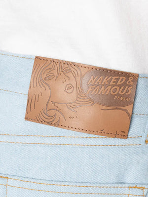 Naked & Famous True Guy Secret Agent Bleach Blue Jeans