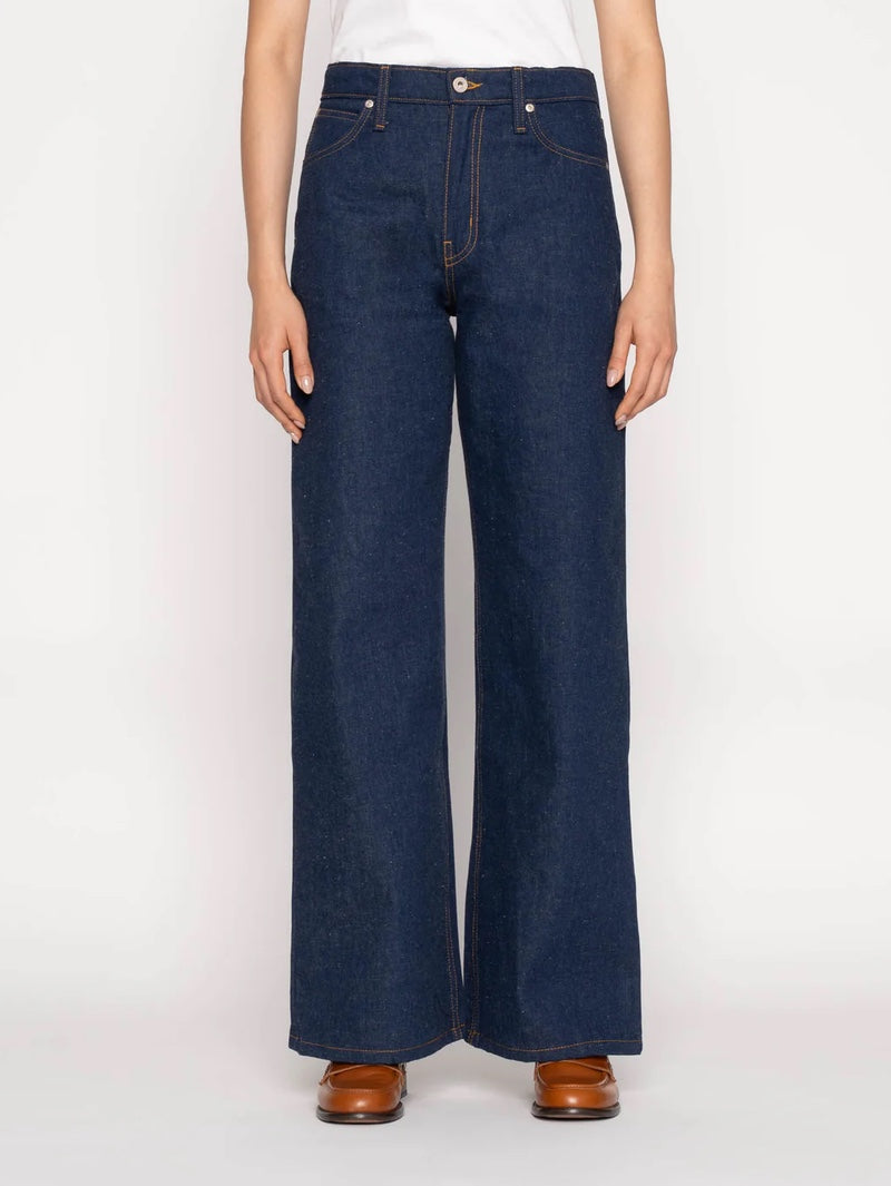 Naked & Famous Wide Wild West - 2x1 Nep Dungaree Denim - Mid Indigo