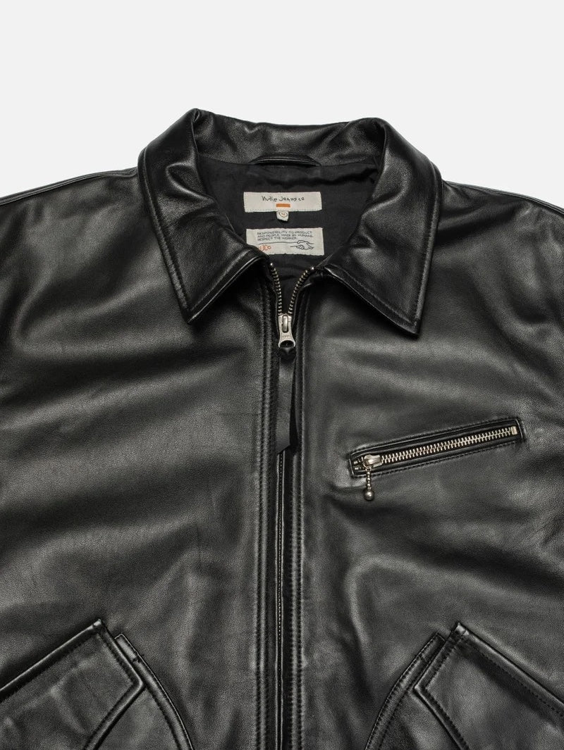 Nudie Jeans Black Blake Zip Jacket Leather - Mildblend Supply Co