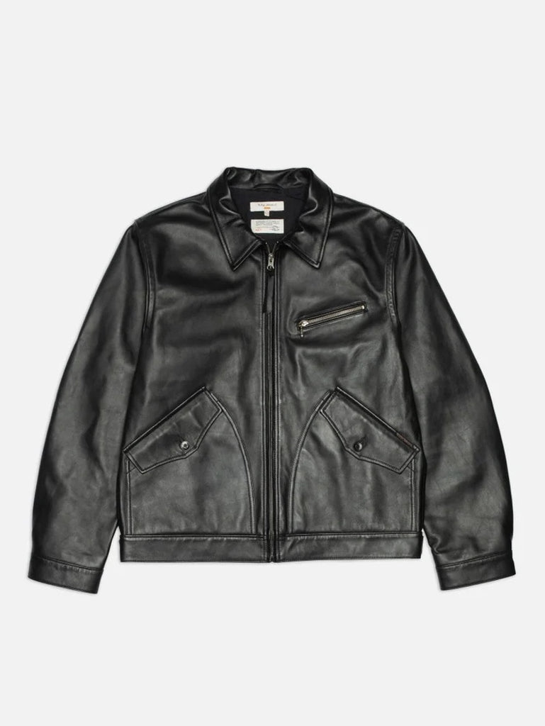 Nudie Jeans Black Blake Zip Jacket Leather - Mildblend Supply Co