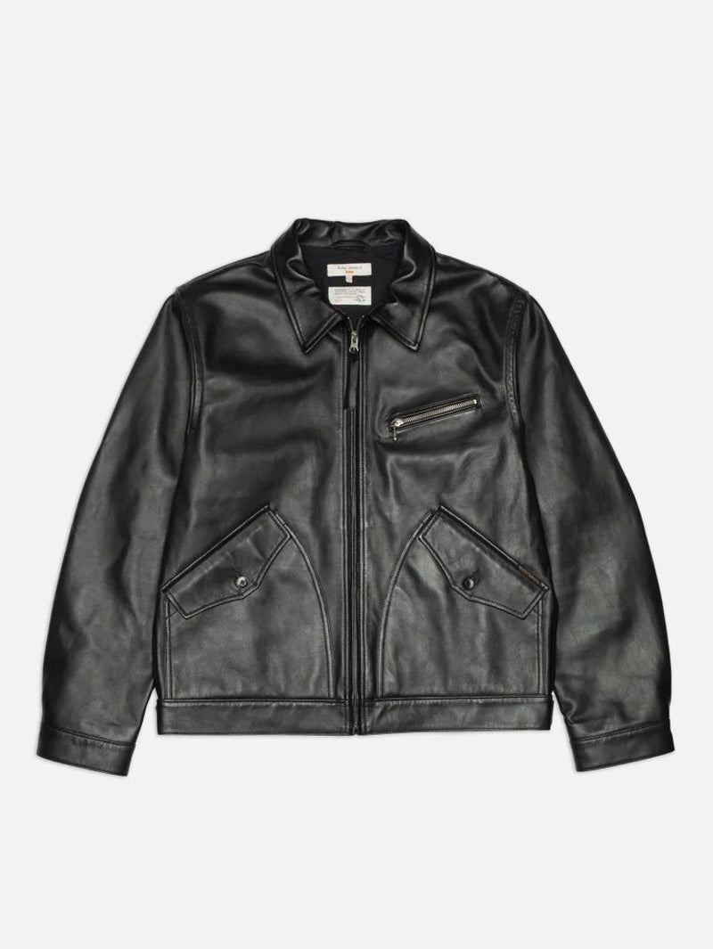 Nudie Jeans Black Blake Zip Jacket Leather