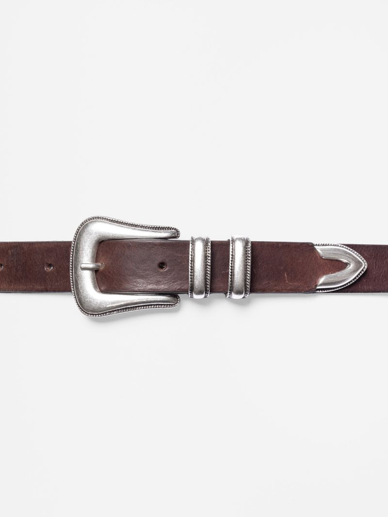 Nudie Jeans Dark Brown Western Silver Belt