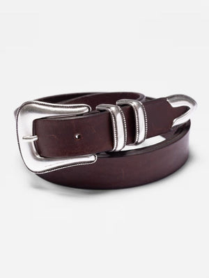 Nudie Jeans Dark Brown Western Silver Belt