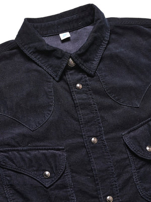 Pure Blue Japan 2236-IDBK Indigo Corduroy Curved Pocket Shirt